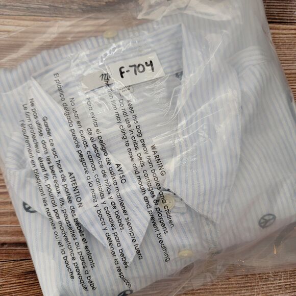 Madewell Button Up Shirt Womens Size S White Short Sleeve Collar Peace Sign - Picture 10 of 10